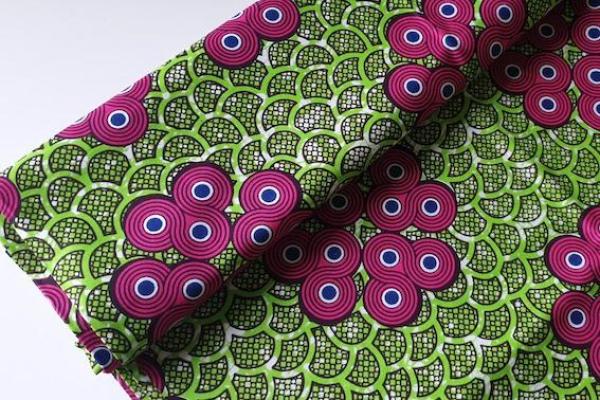 PINK MINI CIRCLES Waxprint Stoff